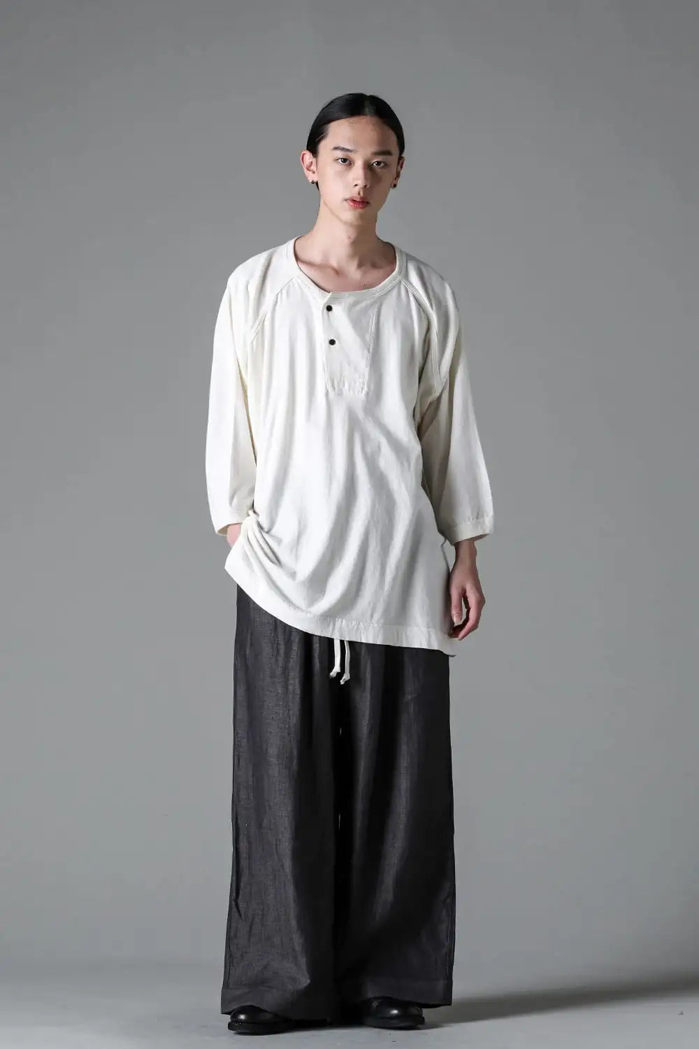 3/4SLEEVE HENLEY Cotton Hemp Jersey KINARI