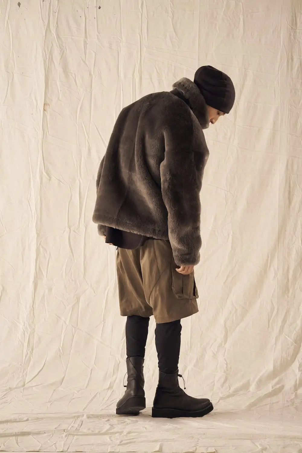 FASCINATE_THE R Limited Mouton Jacket Gray