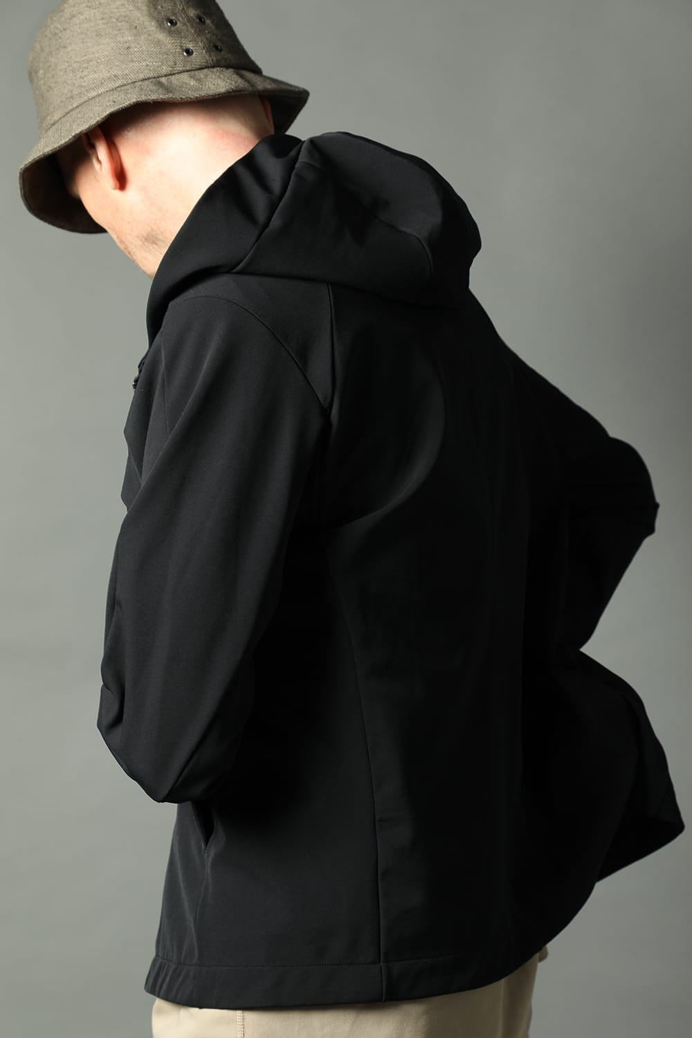 Hooded jacket merino wool jersey bonding