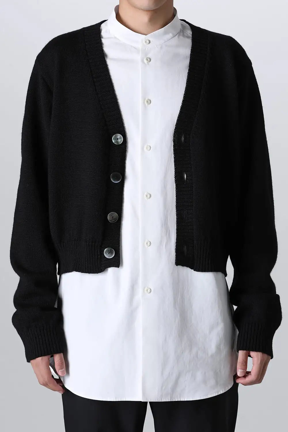 shetland wool cropped cardigan Black