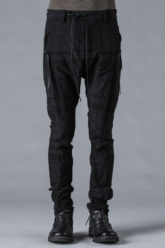 Check Jacquard Drop Crotch Slim Pants