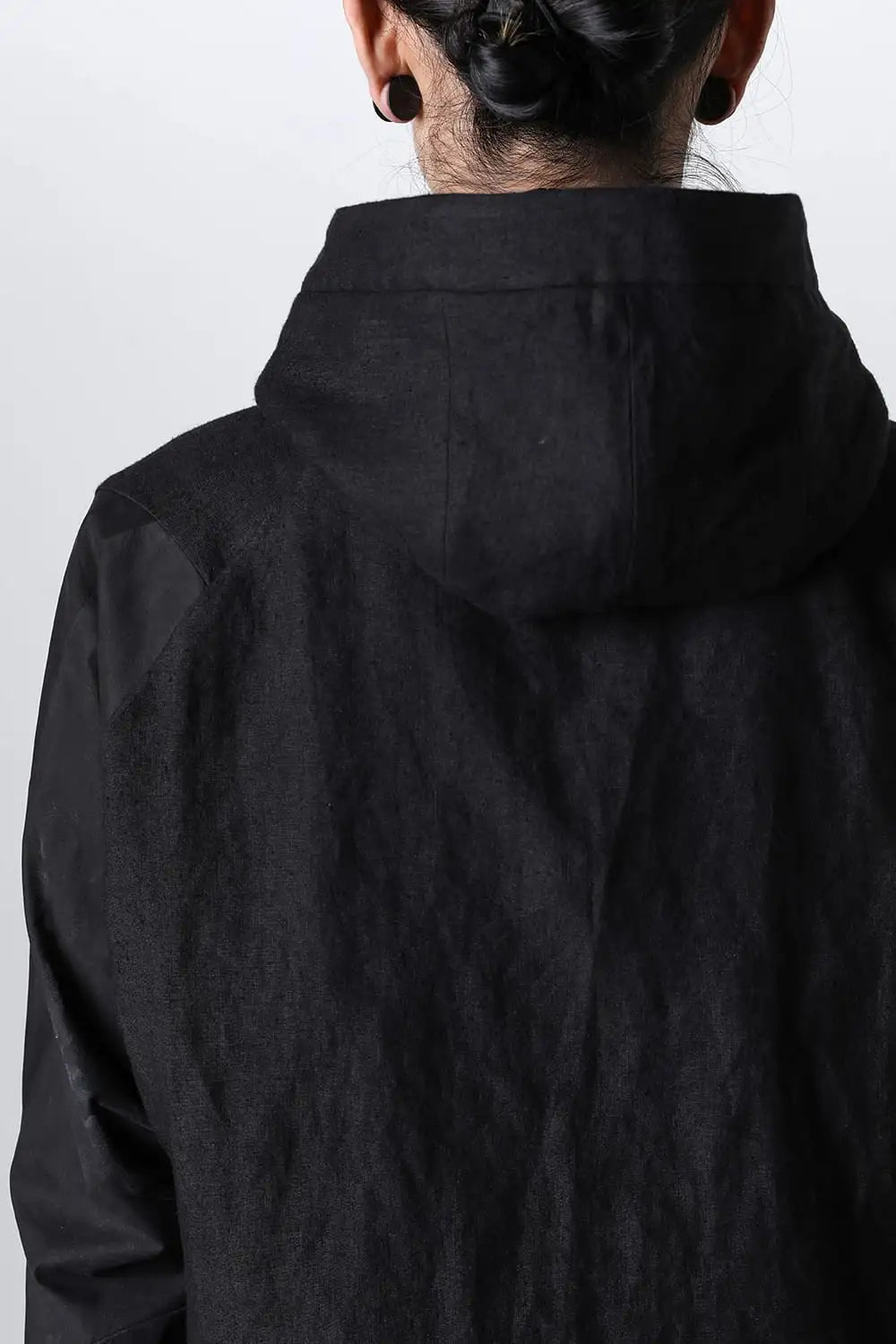 Hooded jacket soft nubuck cow leather