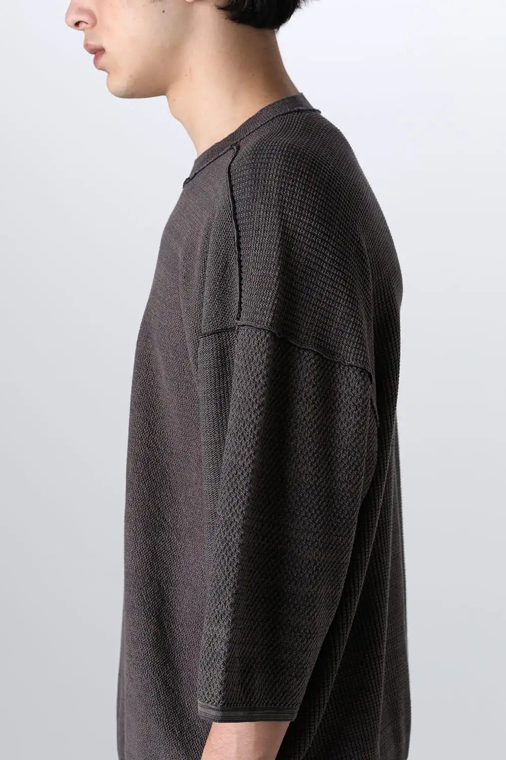 14G Mix Yarn S/S Sweater Gray