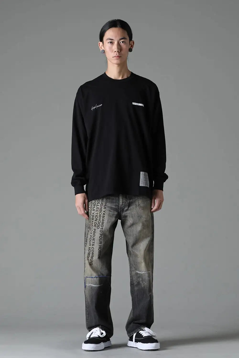 NEIGHBORHOOD x Yohji Yamamoto Print Long Sleeve T-Shirt Black