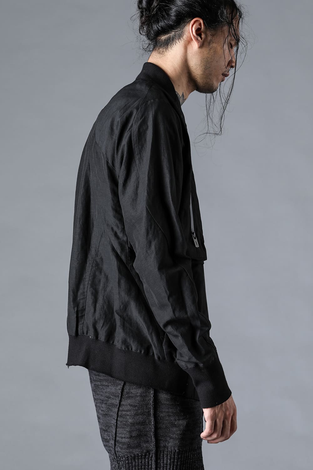 Salt-Shrunk Washed Dobby Border Bomber Jacket