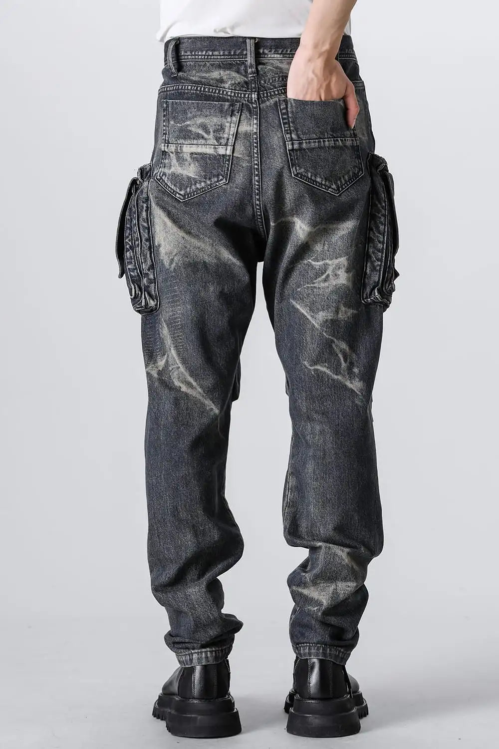 10oz Bleached Denim Wash Cargo Pants Indigo