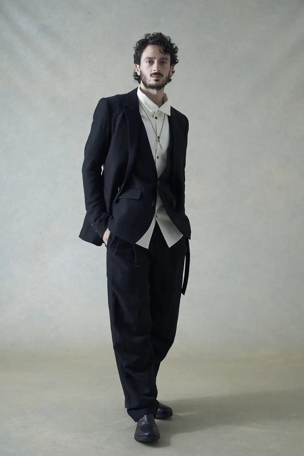 High neck shirt cotton / hemp