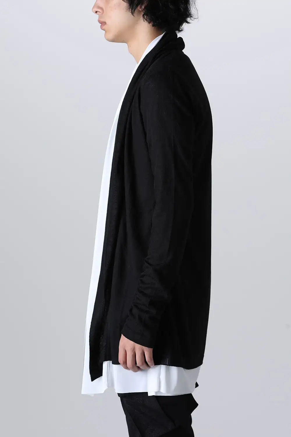 Layered Shawl Cardigan Black＆White