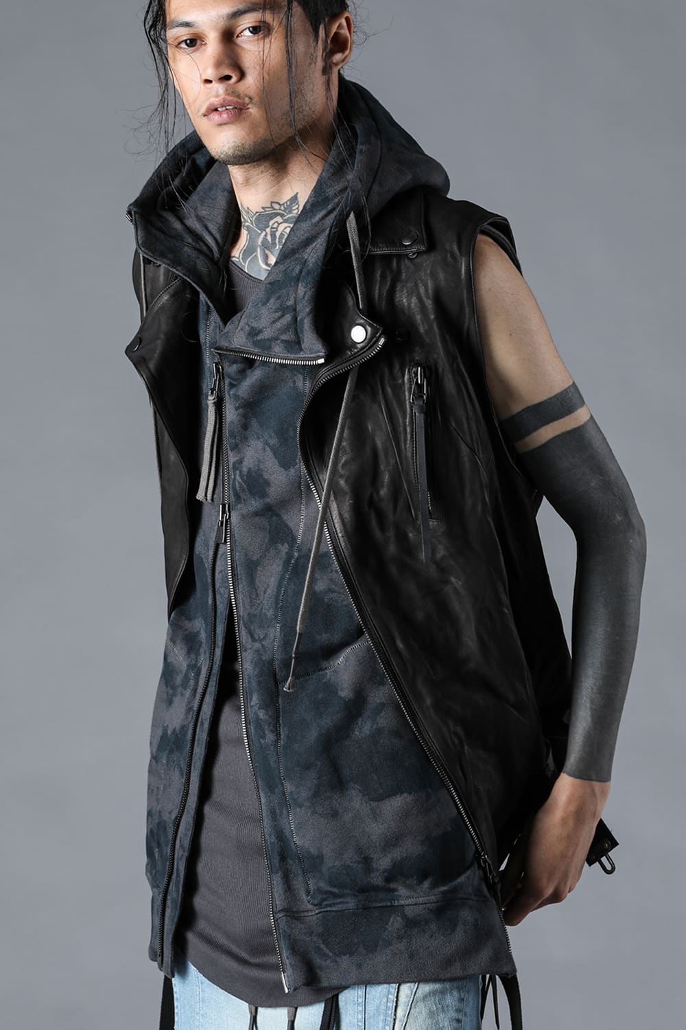 ジャパンカーフレザーライダースベスト