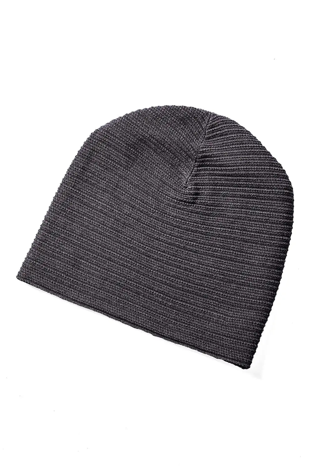 Knit cap high twist cotton stripe Mud Gray