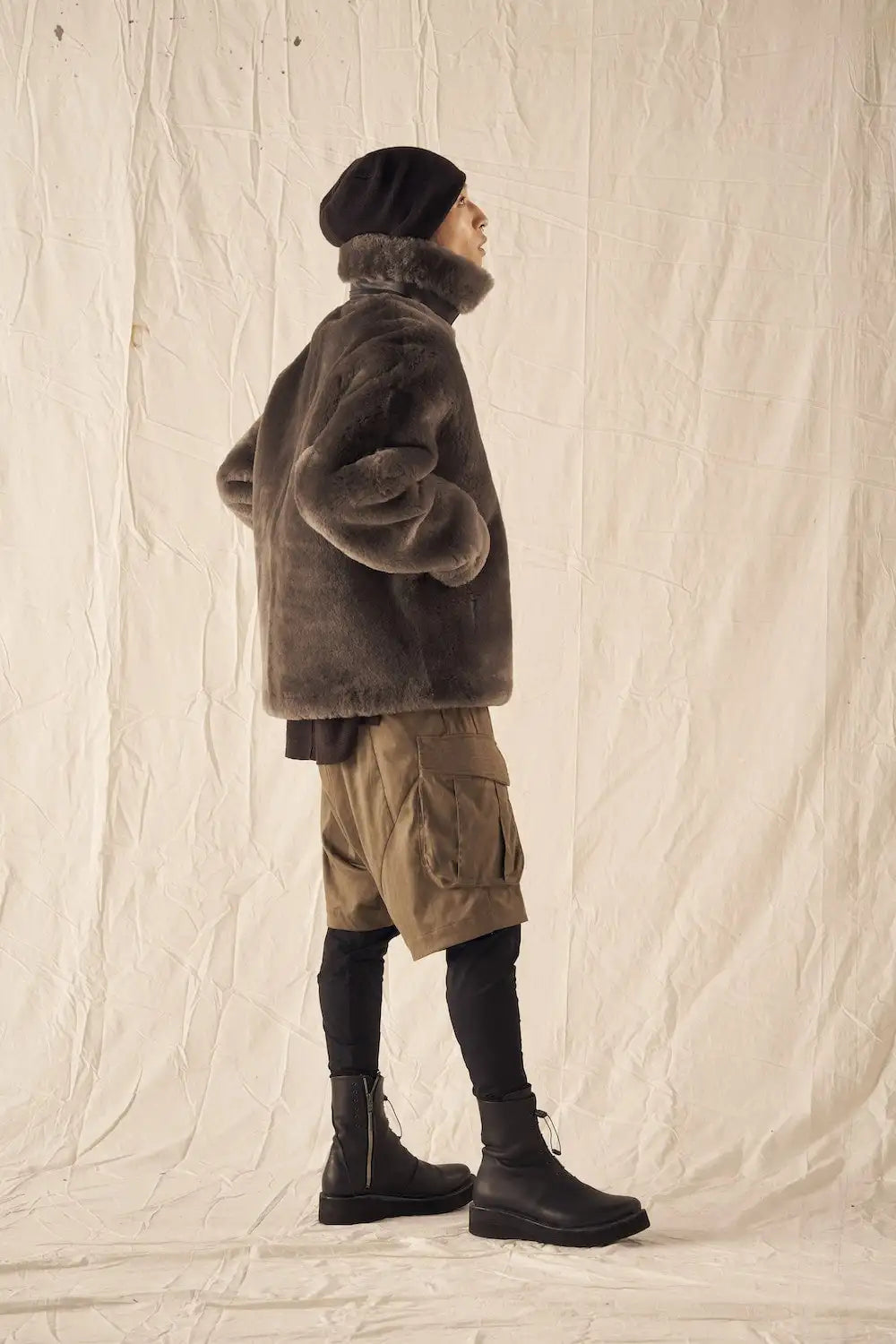 FASCINATE_THE R Limited Mouton Jacket Gray