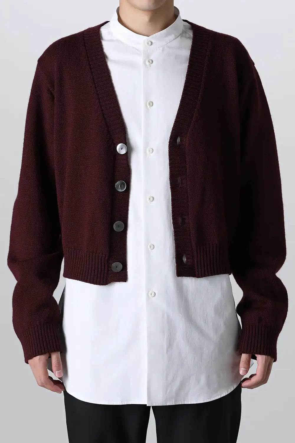 shetland wool cropped cardigan Bordeaux