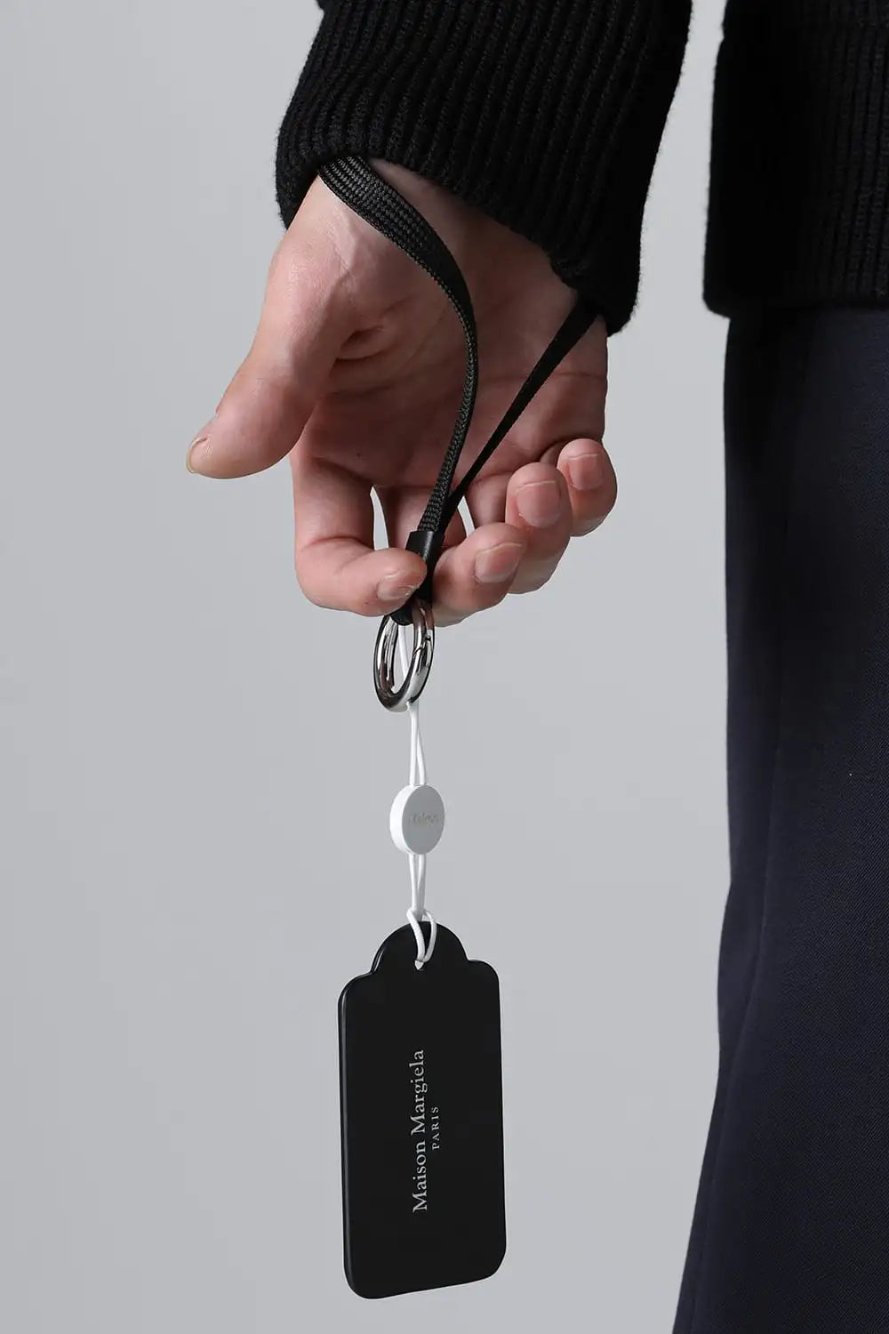 Tag Key Ring With Short Lace Black