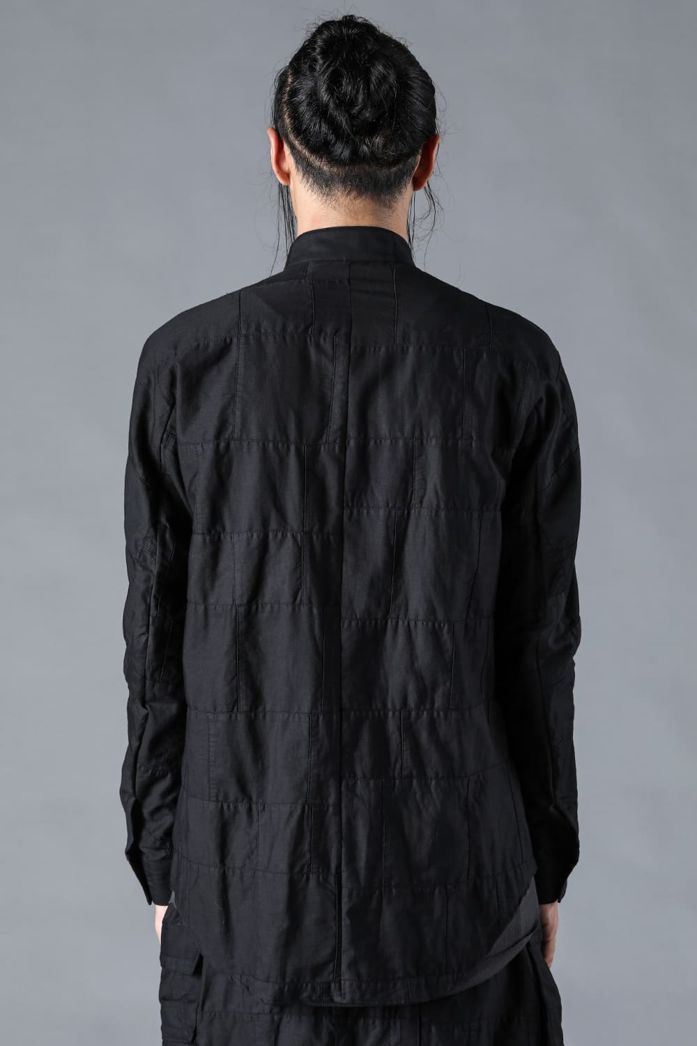 Patchwork Band Collar Shirt