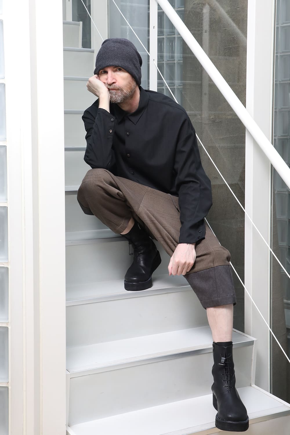 シャツ ルーズフィット サンドブラスト シルク コットン