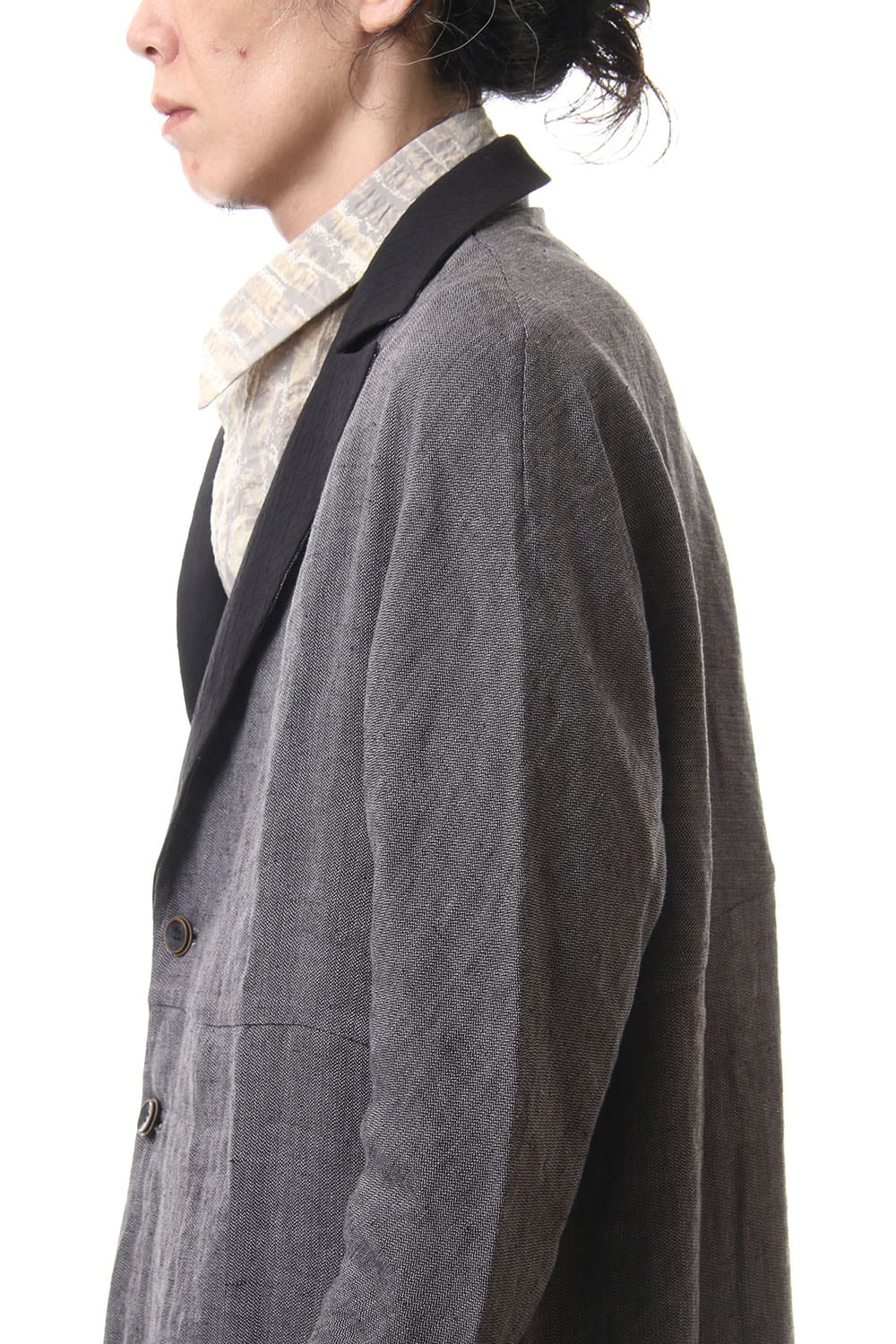 Linen Herringborne Bio Finish Light Coat - CA5-LI13 GrayBlack