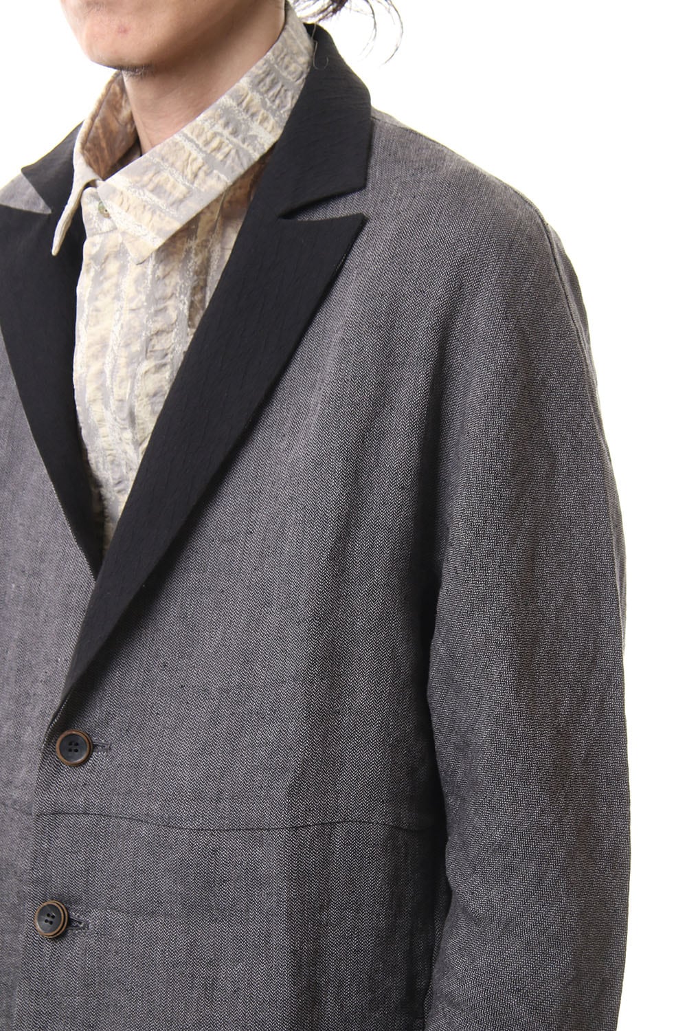 Linen Herringborne Bio Finish Light Coat - CA5-LI13 GrayBlack
