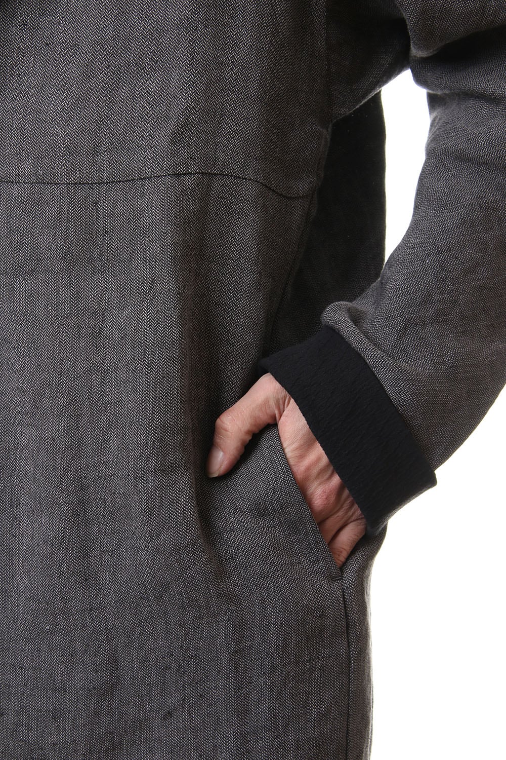 Linen Herringborne Bio Finish Light Coat - CA5-LI13 GrayBlack