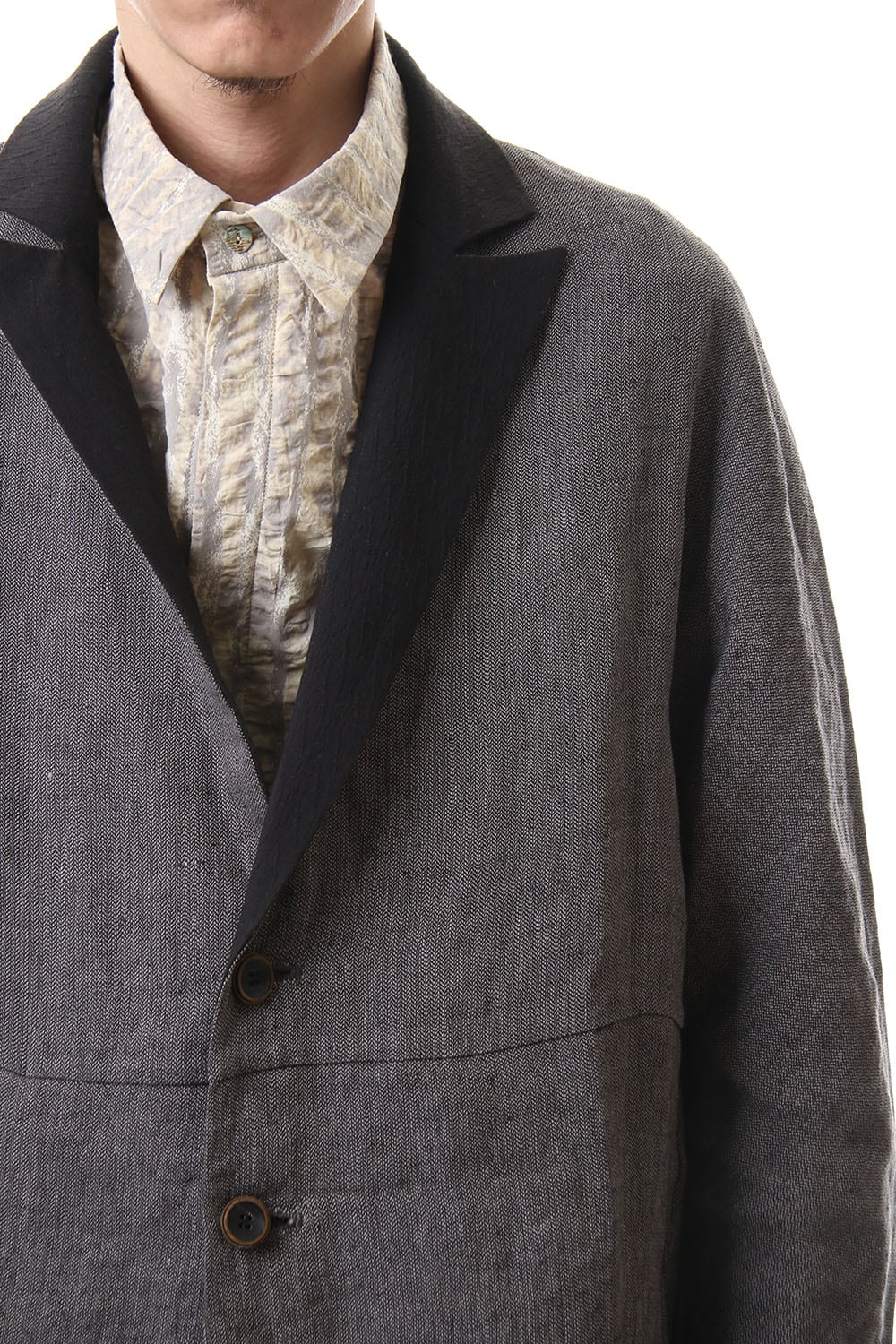 Linen Herringborne Bio Finish Light Coat - CA5-LI13 GrayBlack
