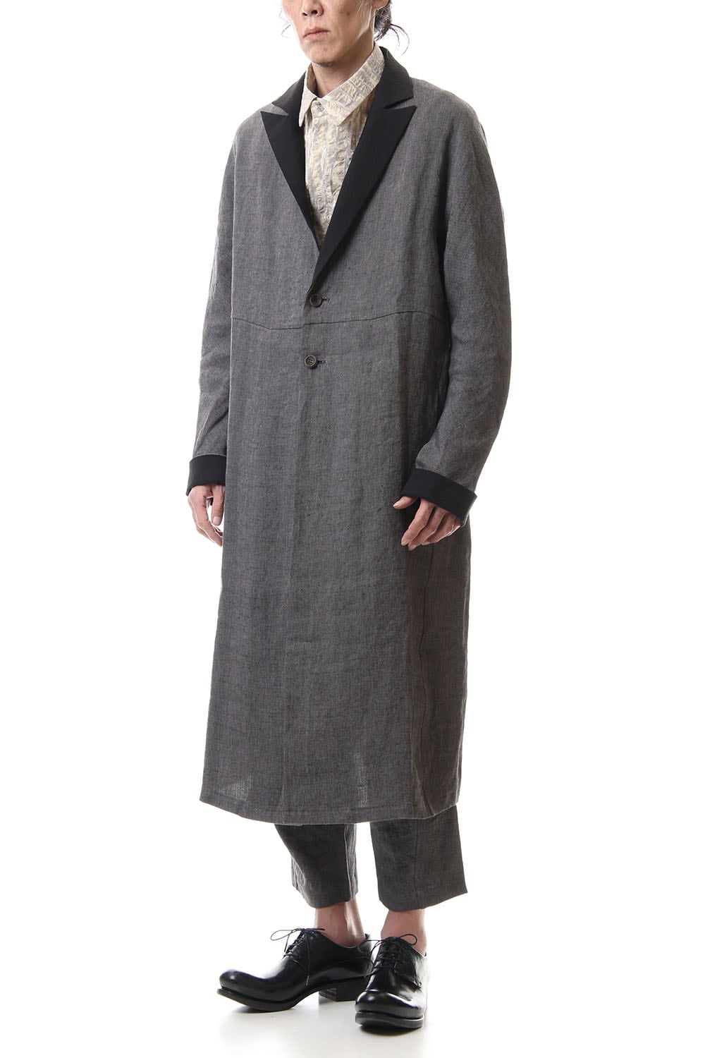 Linen Herringborne Bio Finish Light Coat - CA5-LI13 GrayBlack