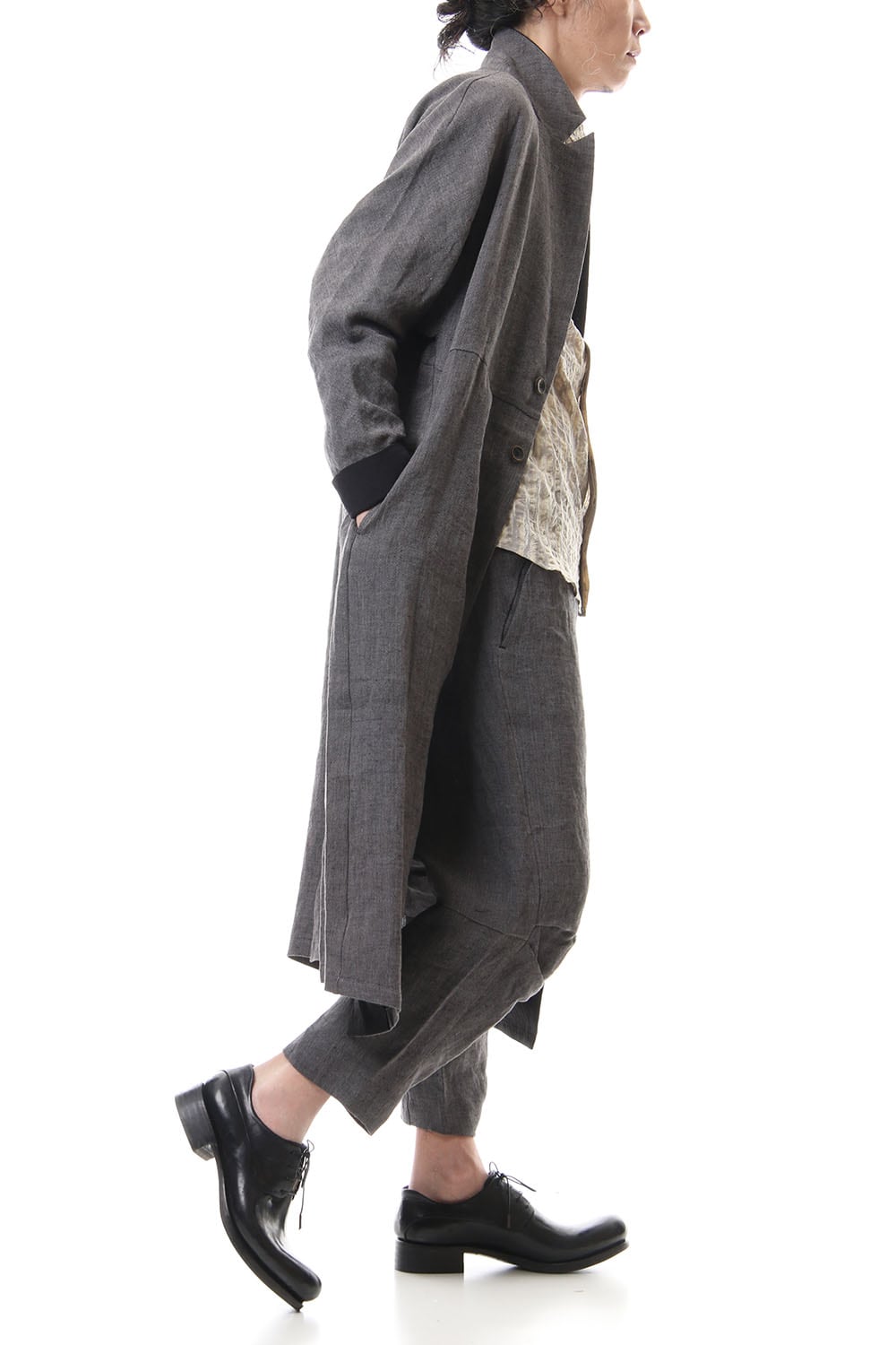 Linen Herringborne Bio Finish Light Coat - CA5-LI13 GrayBlack