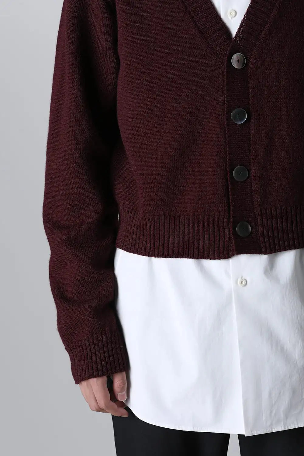 shetland wool cropped cardigan Bordeaux