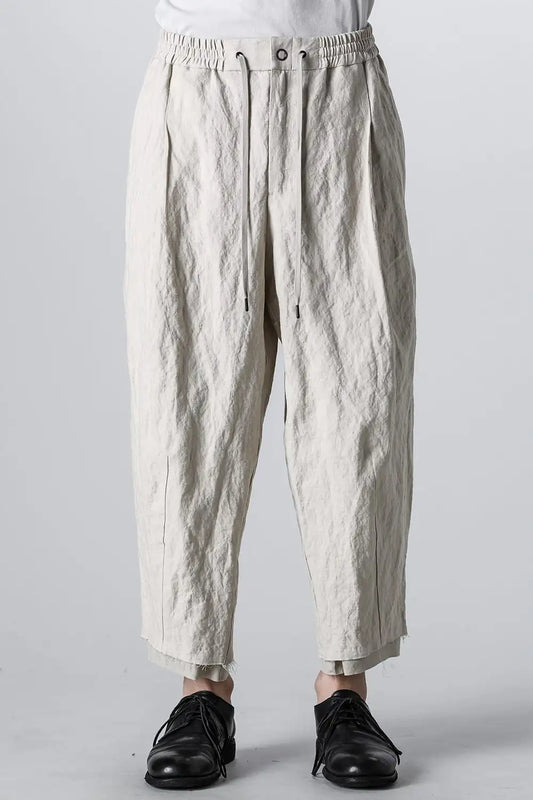 Cropped pants canapa / cotton metal shrink