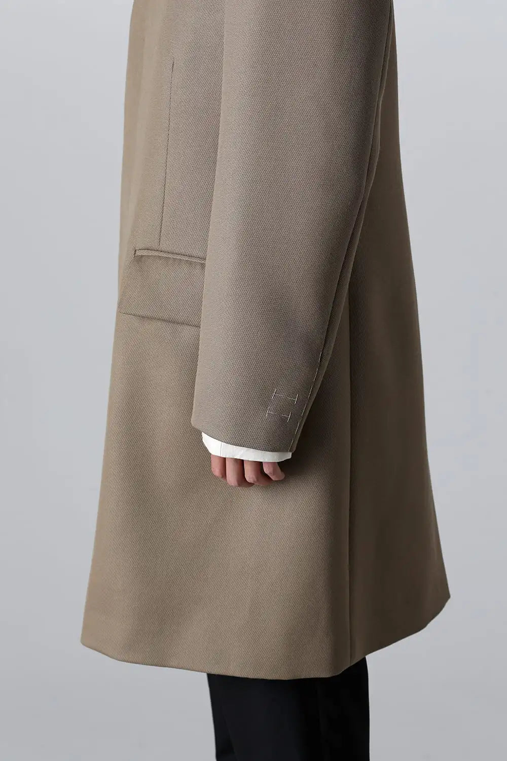 ノーカラーチェスターコートウールキャバリー