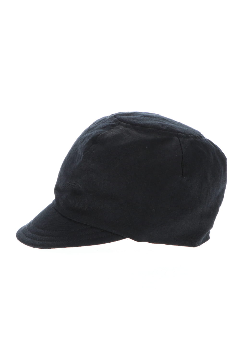 Cap Black Wool Linen Twill