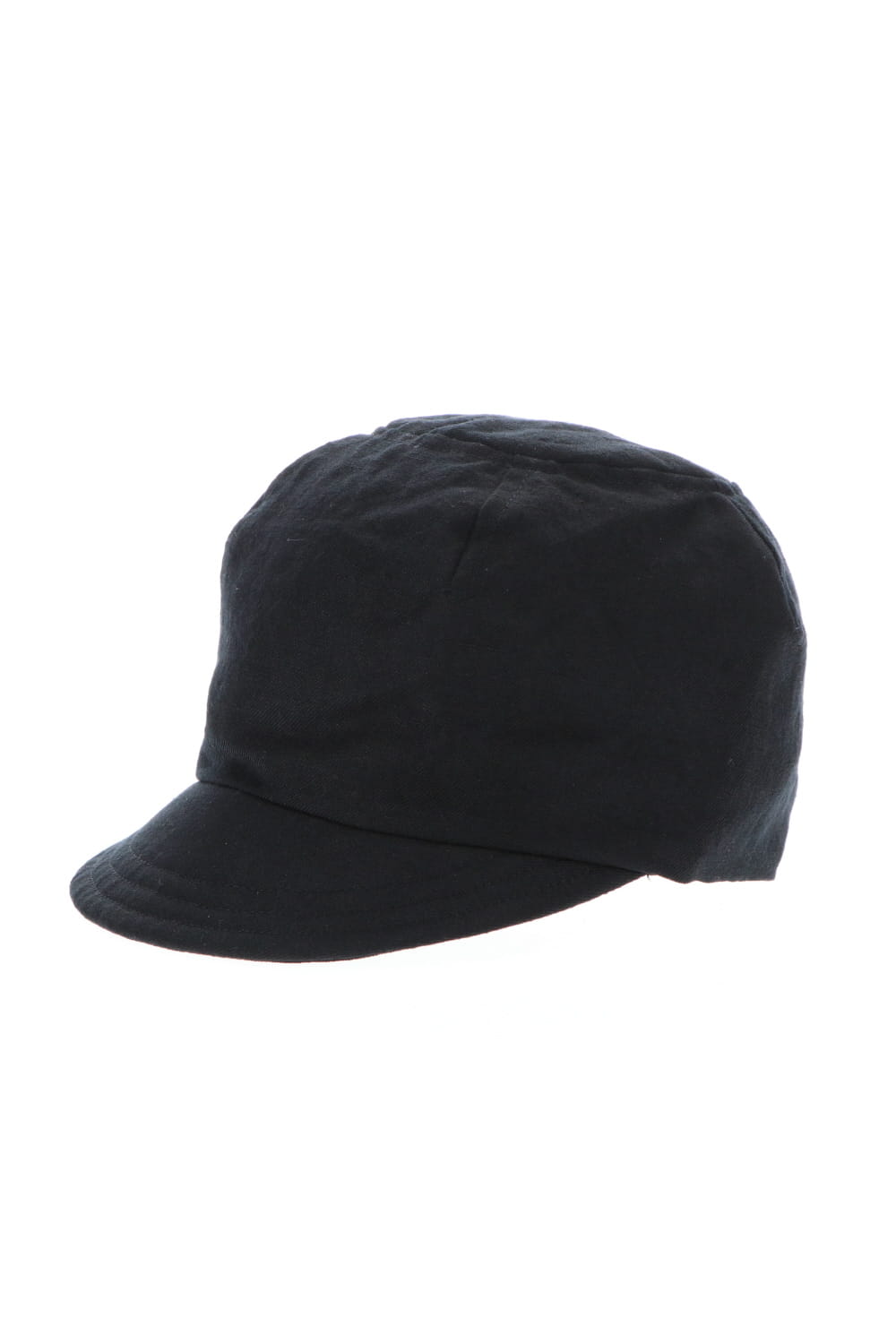 Cap Black Wool Linen Twill