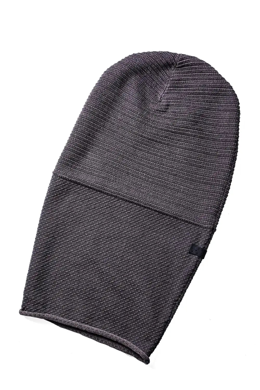 Knit cap high twist cotton stripe Mud Gray