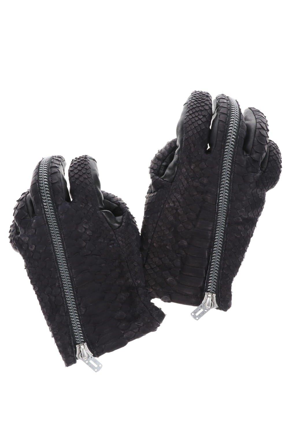 パイソン × ホースレザー ZIPグローブ