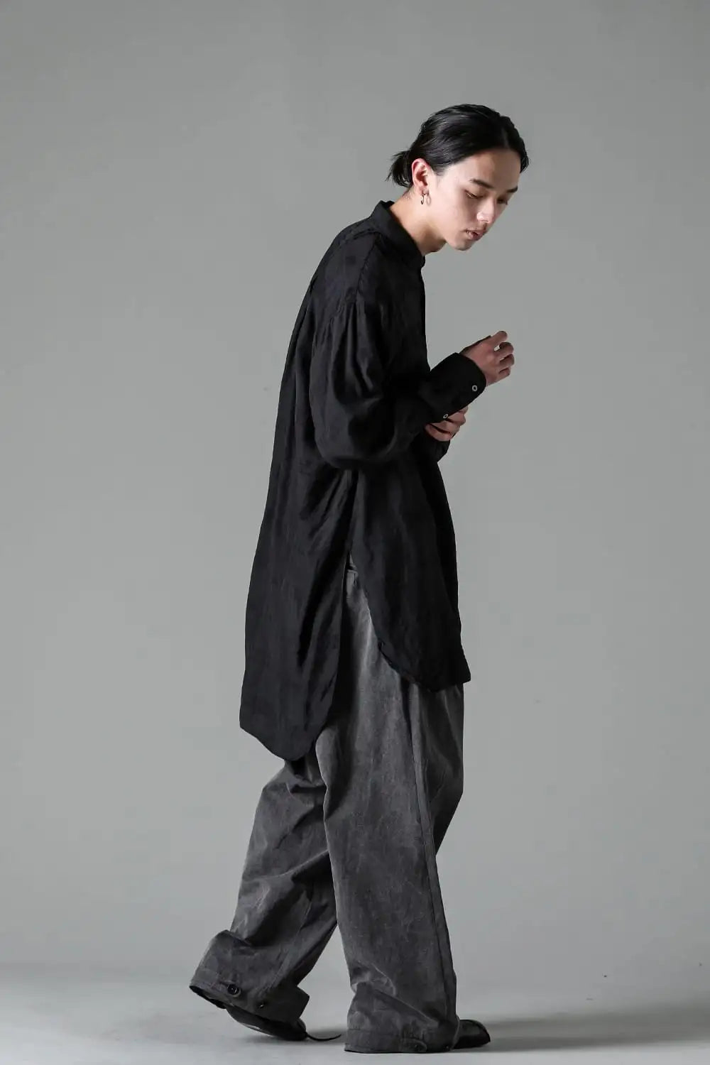 Side Tucked Wide Straight Trousers Sumi Black