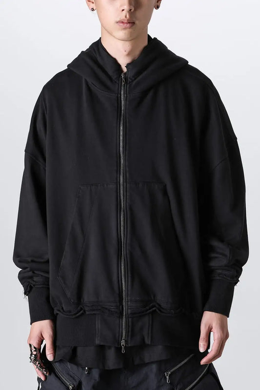 Cotton Sweat Zip Up Hoodie Black