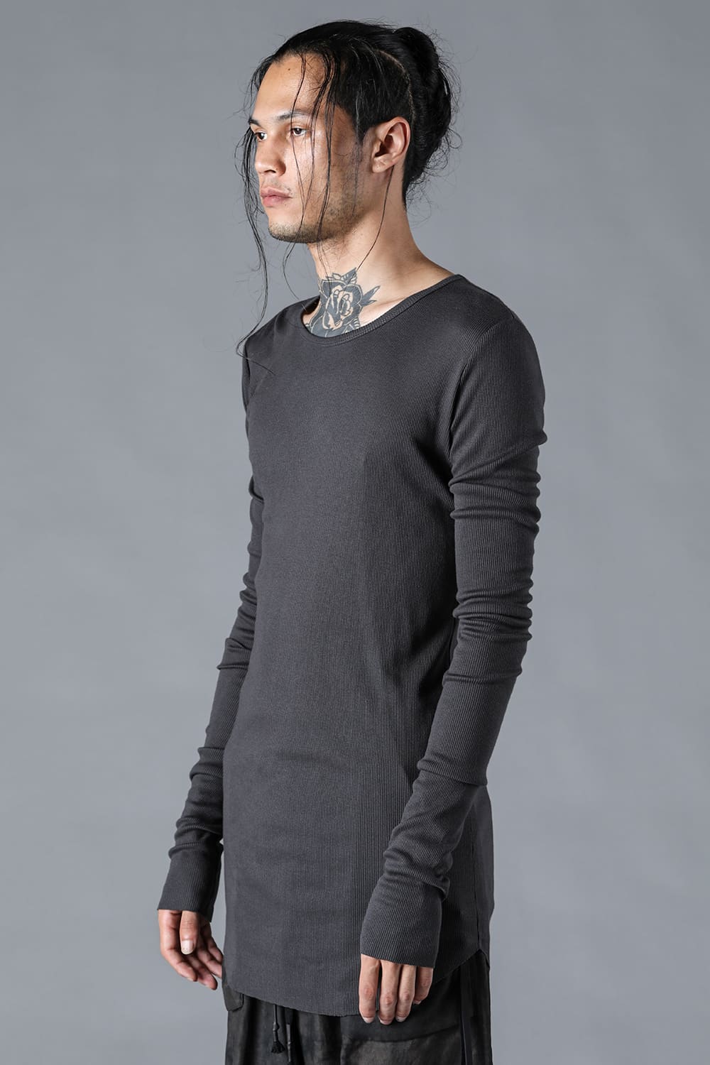 Modal x Cotton Ribbed Terry Robe Sleeve T-Shirt