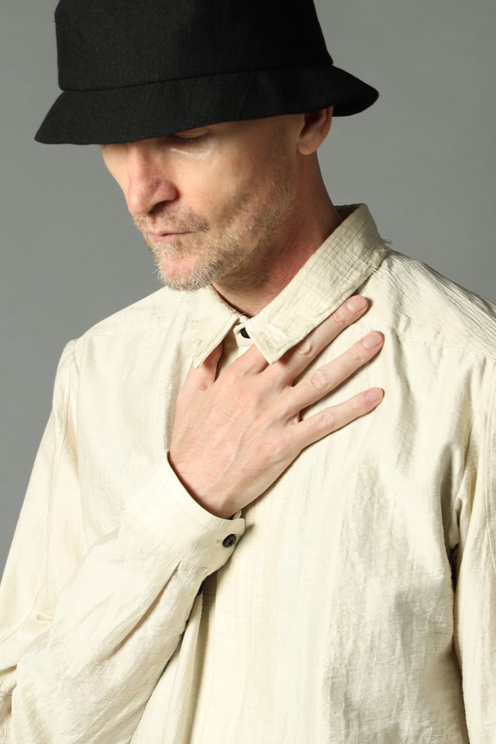 Shirt cotton / nylon Shadow jacquard  Ecru