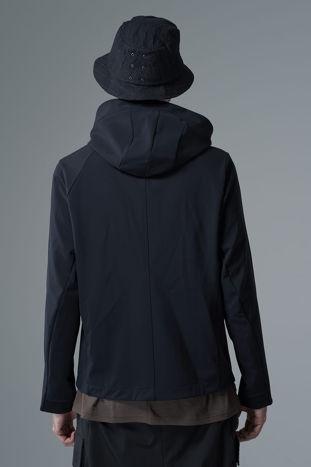 Hooded jacket merino wool jersey bonding