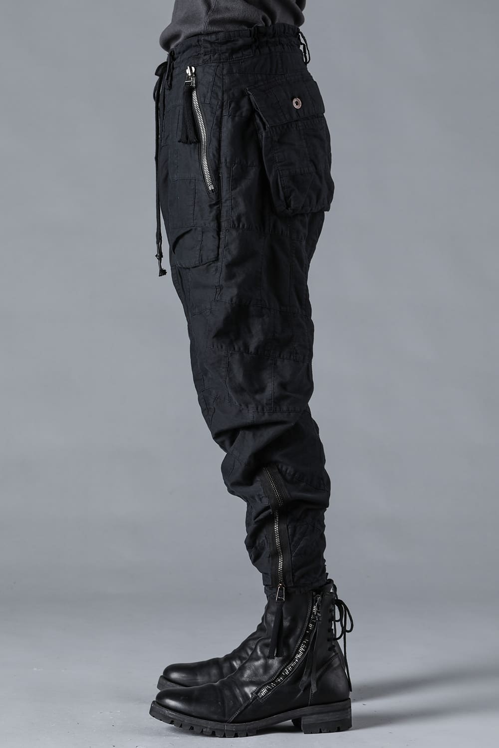 Patchwork Zip Adjustable Tapered Cropped Pants