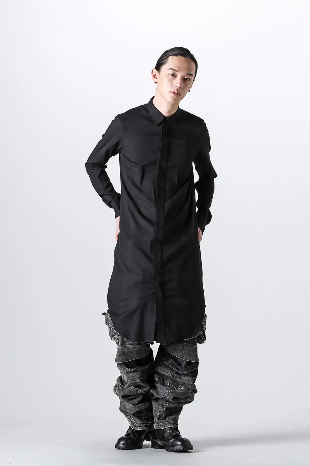 Rayon / Cotton Cloth Regular Collar Long Shirt