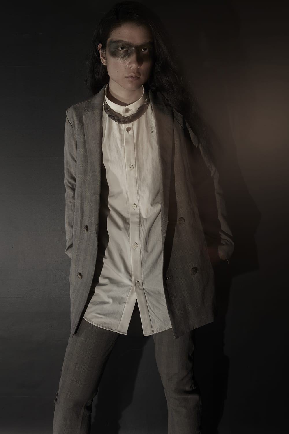 Double breasted jacket cotton glen check