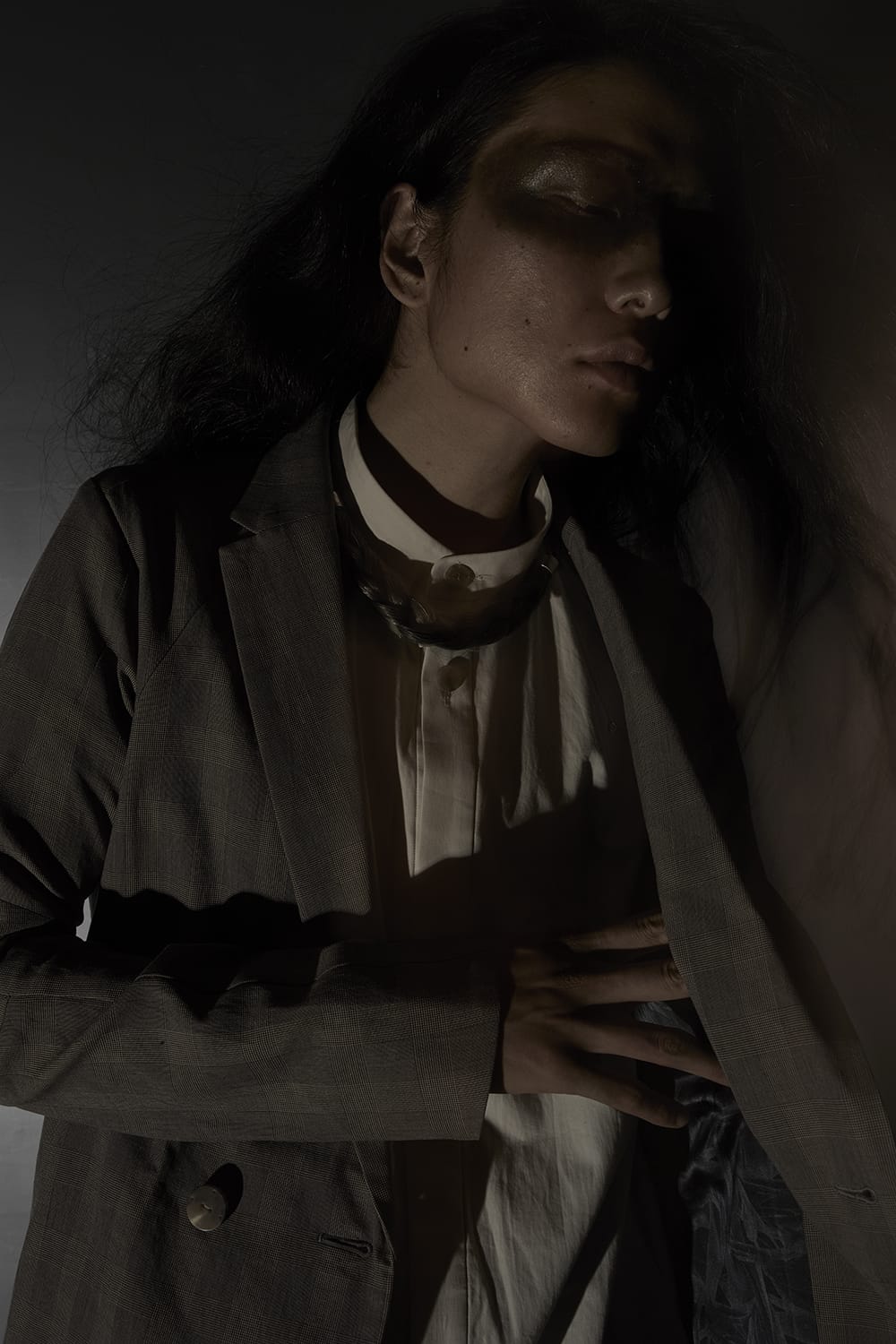 Double breasted jacket cotton glen check