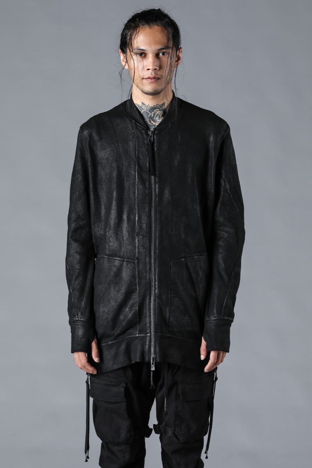 Untwisted Fleece-Line Coated Bomber Jacket