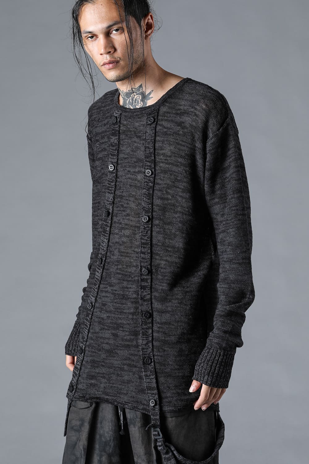 リネンニットWオープンカーディガン