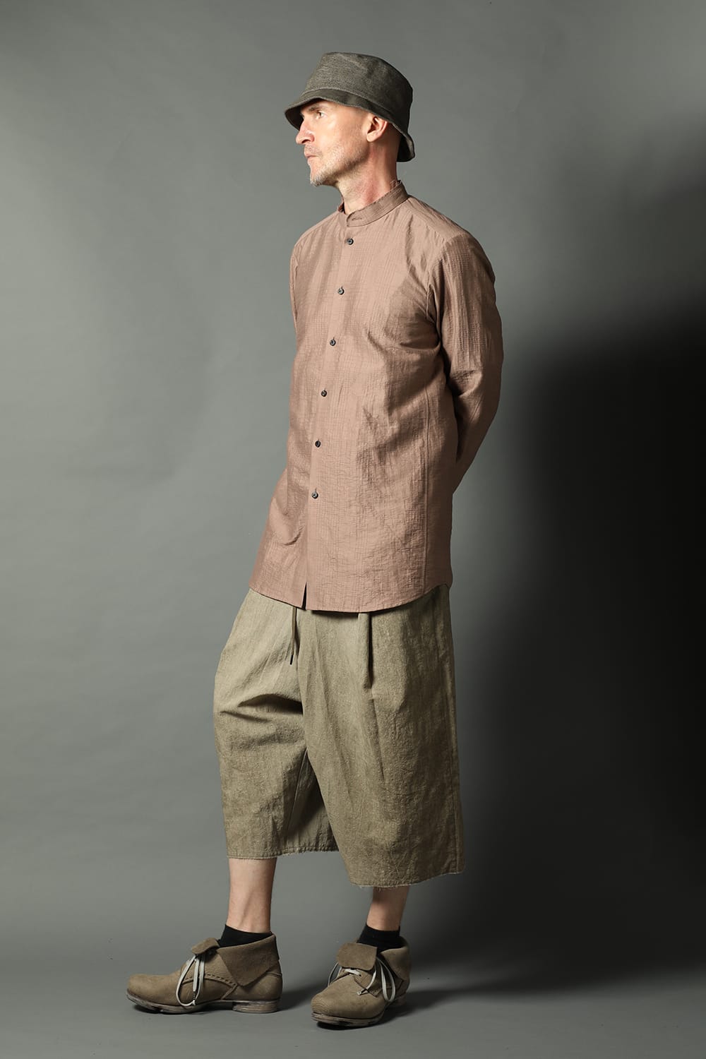 Baggy cropped pants cotton / linen cold dyed