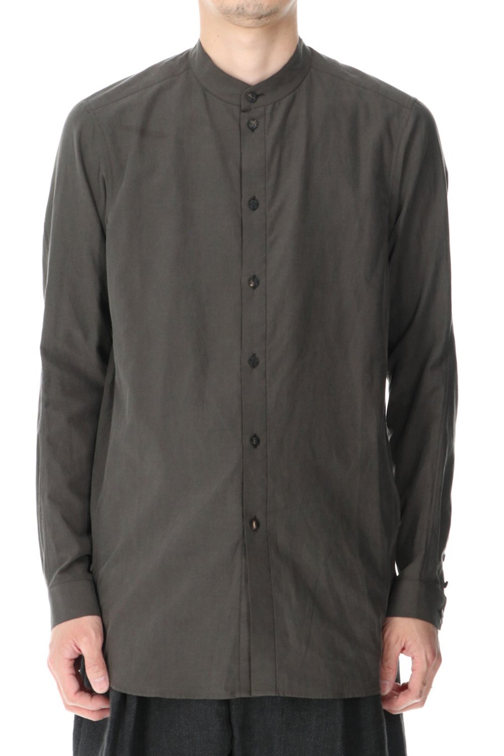 Shirt silk/cotton broad sandblast finish Gray