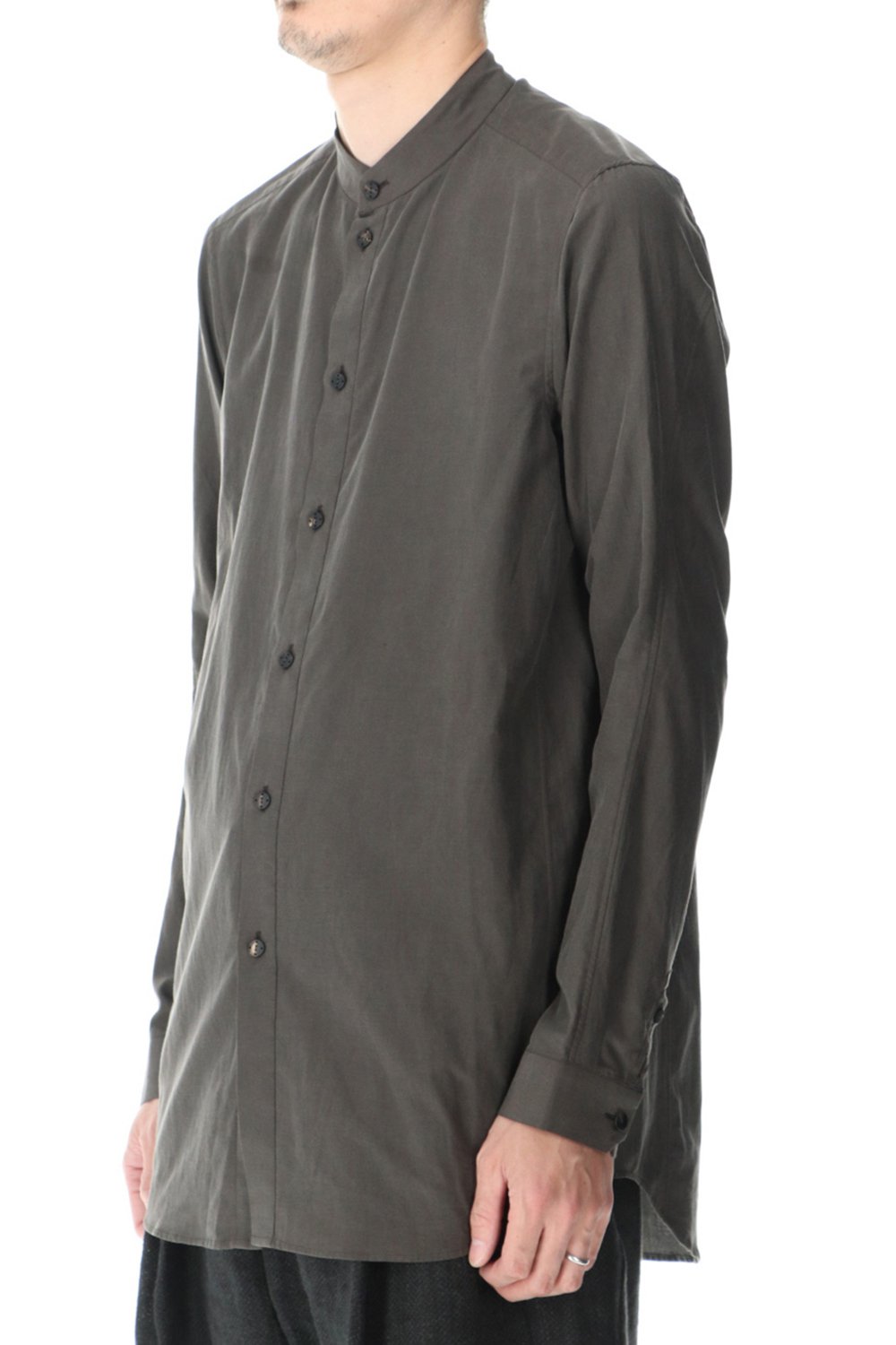 Shirt silk/cotton broad sandblast finish Gray