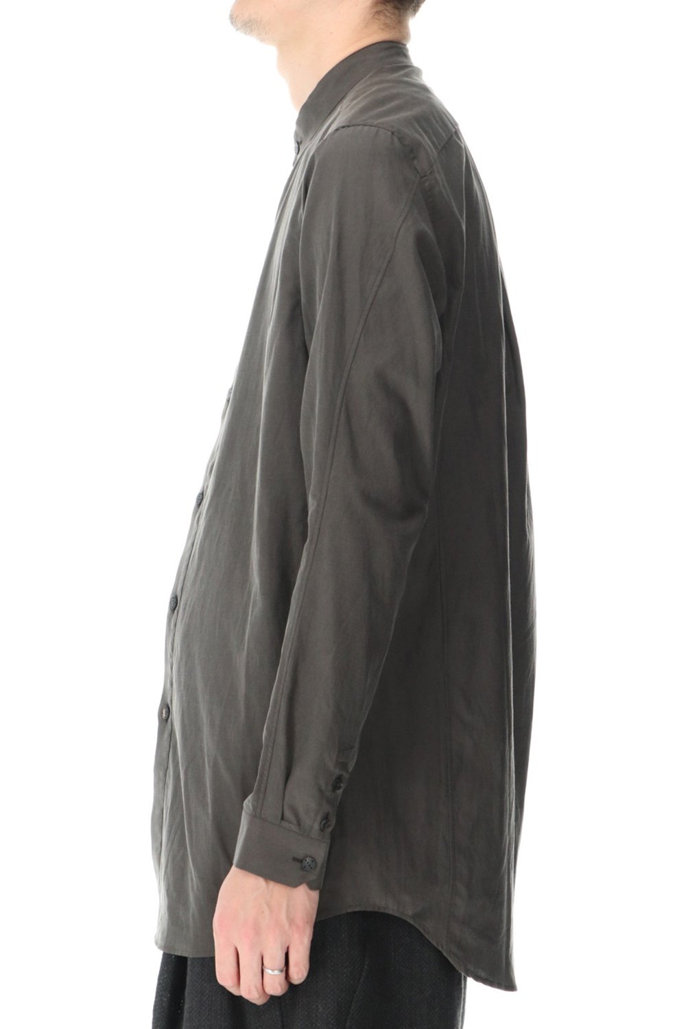 Shirt silk/cotton broad sandblast finish Gray