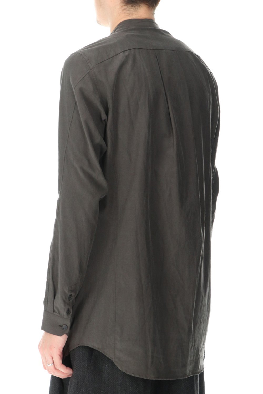 Shirt silk/cotton broad sandblast finish Gray