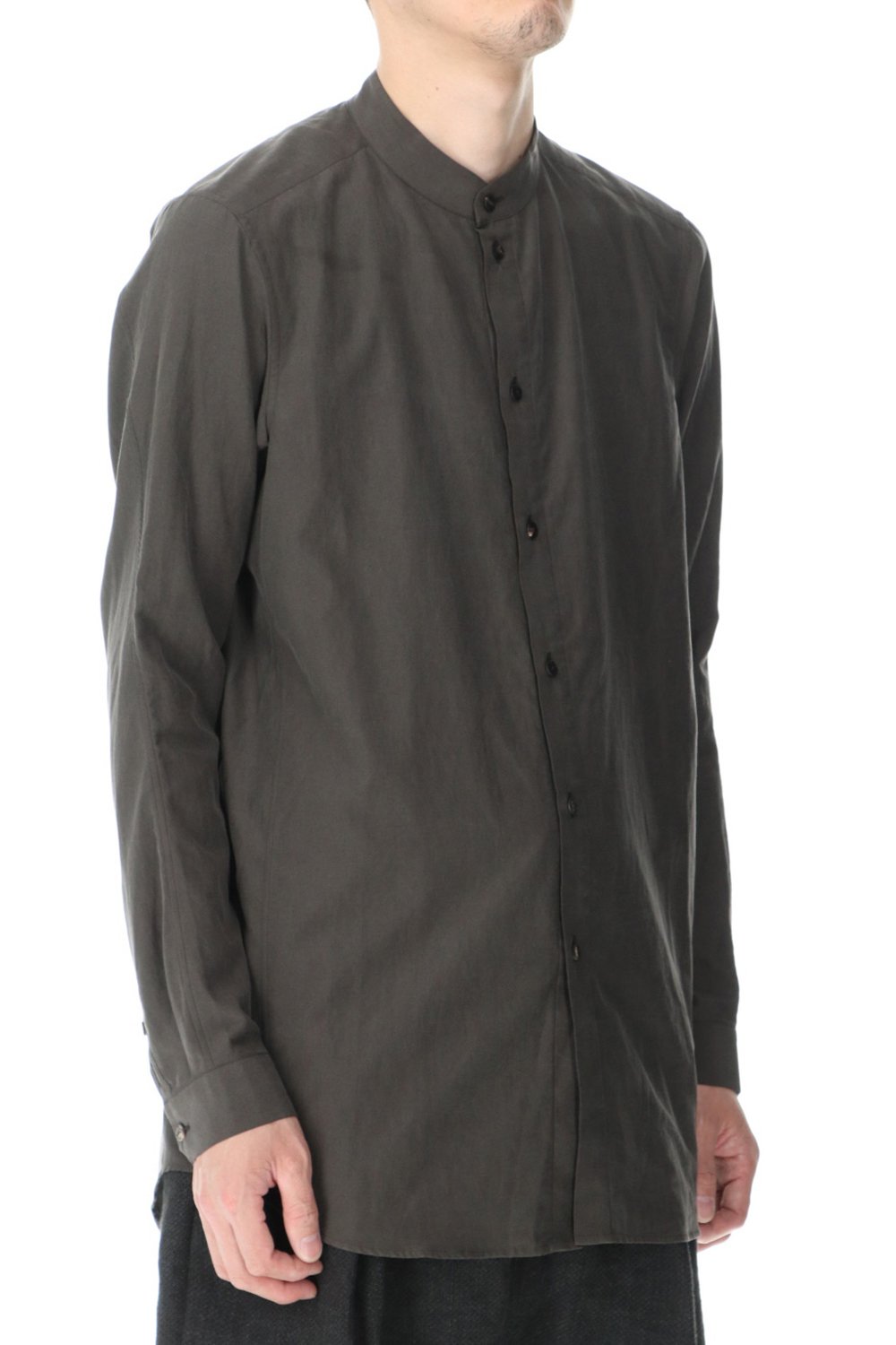 Shirt silk/cotton broad sandblast finish Gray