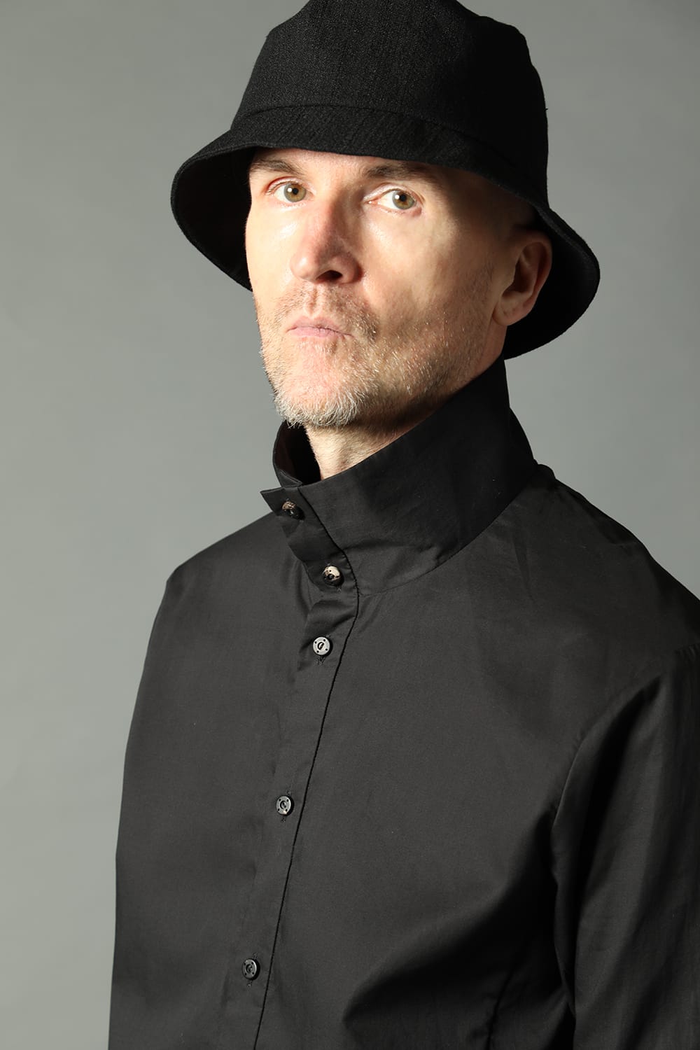 Hight neck shirt 200/2 cotton double weave  Black